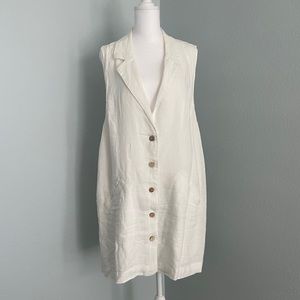 Free People white linen button up dress